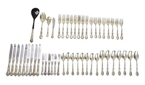 Lunt Sterling Silver Flatware Set, Malvern Pattern, incl; 9 Dinner Knives (9"L), 6 Butter Spreaders,
