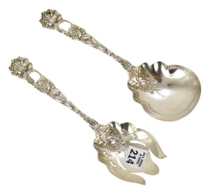 Alvin Sterling Silver Salad Set, Bridal Rose Pattern, 8ozt