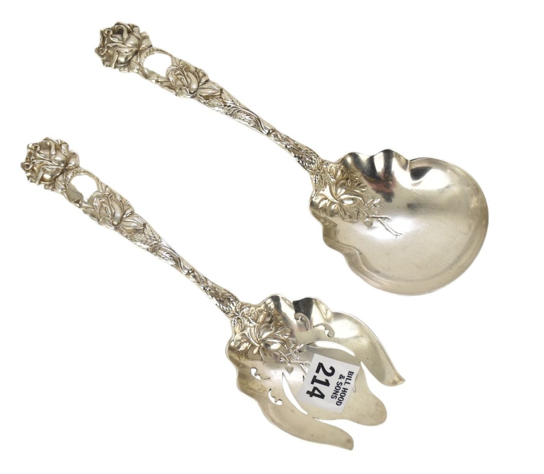 Alvin Sterling Silver Salad Set, Bridal Rose Pattern, 8ozt (1 of 7)