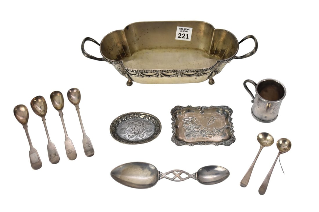 Lot of Assorted Silver, "800" Silver Small Footed Centerpiece, Sterling Folding Measuring Spoon, 2 (1 of 9)