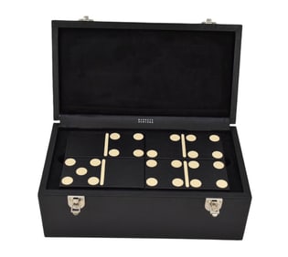 Geoffrey Parker Oversized Leather Dominoes Set - A leather covered dominos set in fitted black