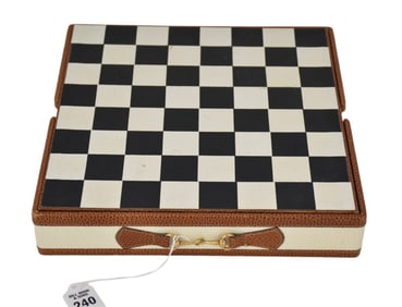 Italian Leather Backgammon Chess Game Set, Giuliano Stefanoni - A leather covered  multi-game set.