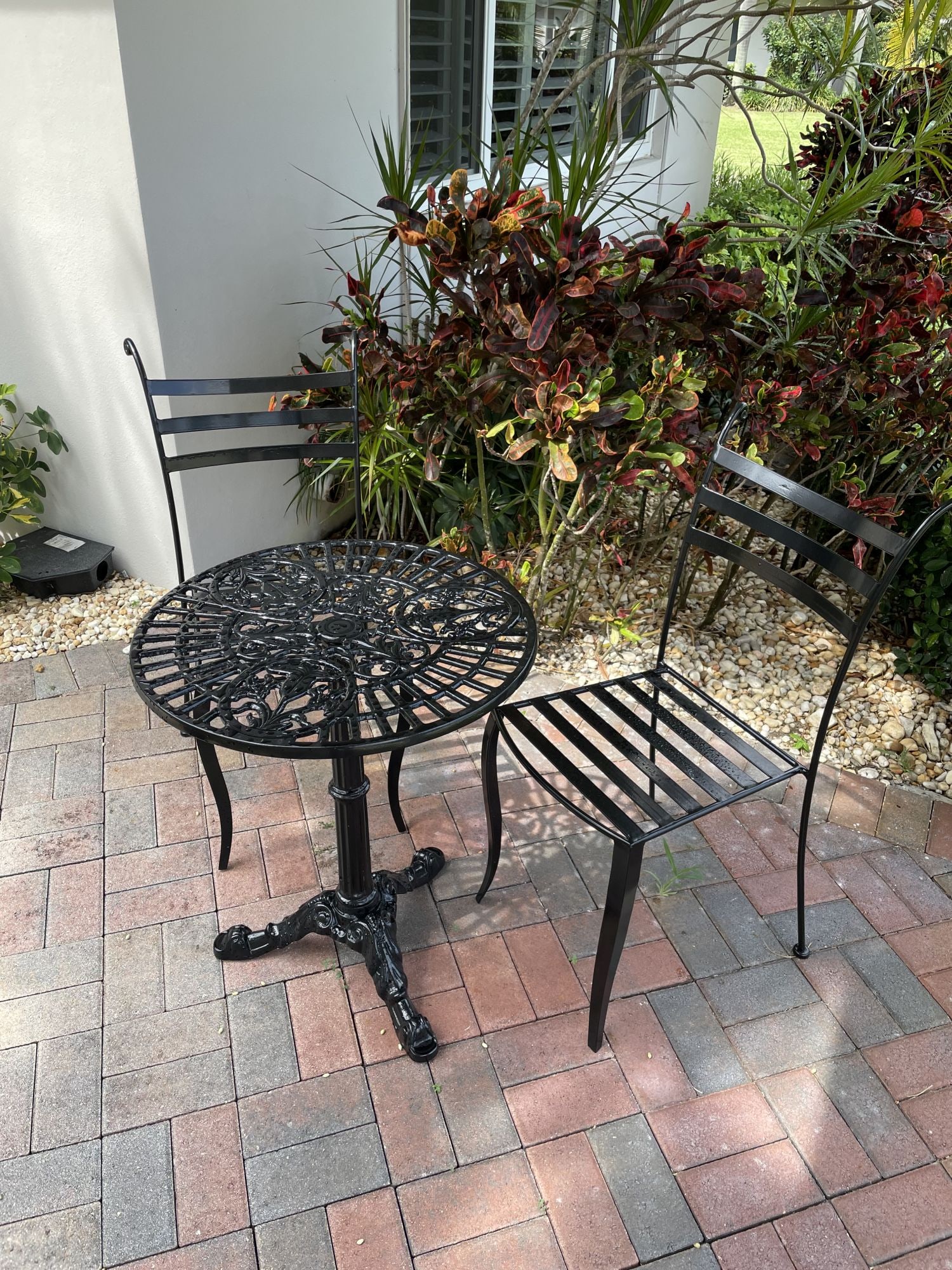 3 Piece Table and chairs patio set. Refinished in Jan 2024 with new powder coat. Condition: Great (1 of 1)