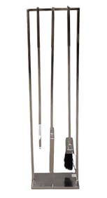 3 Pc. Chrome Modern Fireplace Tools with Stand