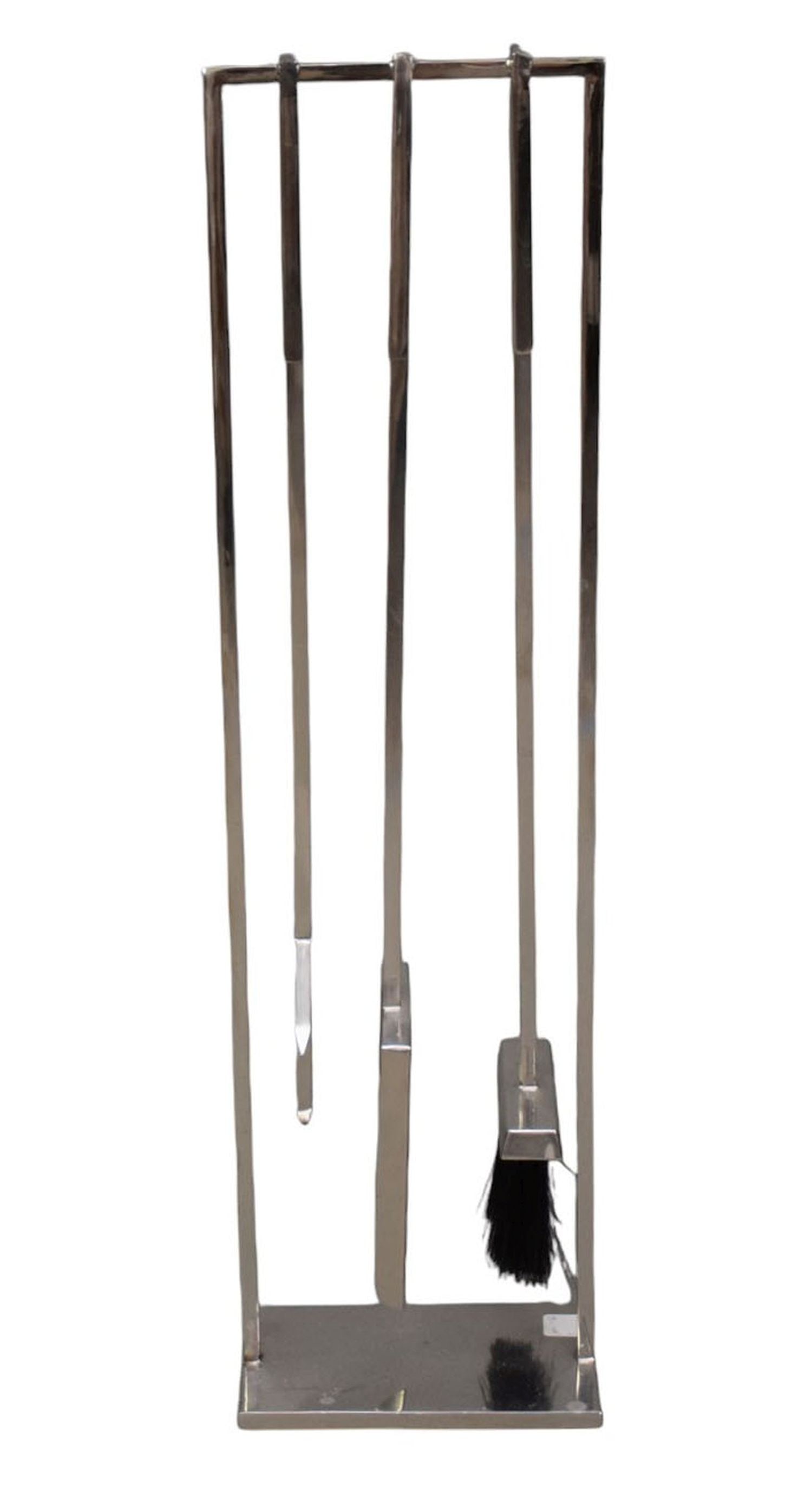 3 Pc. Chrome Modern Fireplace Tools with Stand (1 of 4)