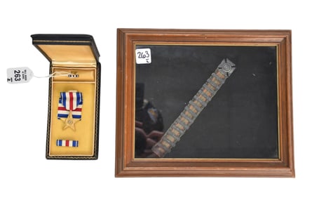 WWII US Military Silver Star Medal & Sharp Shooter Badge - Two WWII era medals/badges. US Army