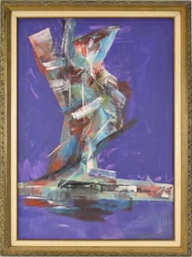 John Saccaro- California modernist, oil on canvas, abstract figure, signed Saccaro 1980, 28" x 20"