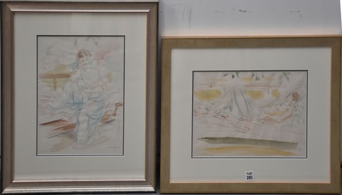 Francis McCarthy (American 1923-2005) two watercolor drawings, nude, both dated '68, pencil signed