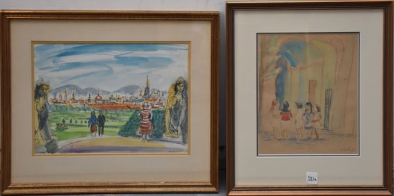Francis McCarthy (American 1923-2005) two watercolors, gardens, dated '59, signed, 9 1/2" x 13 1/2"
