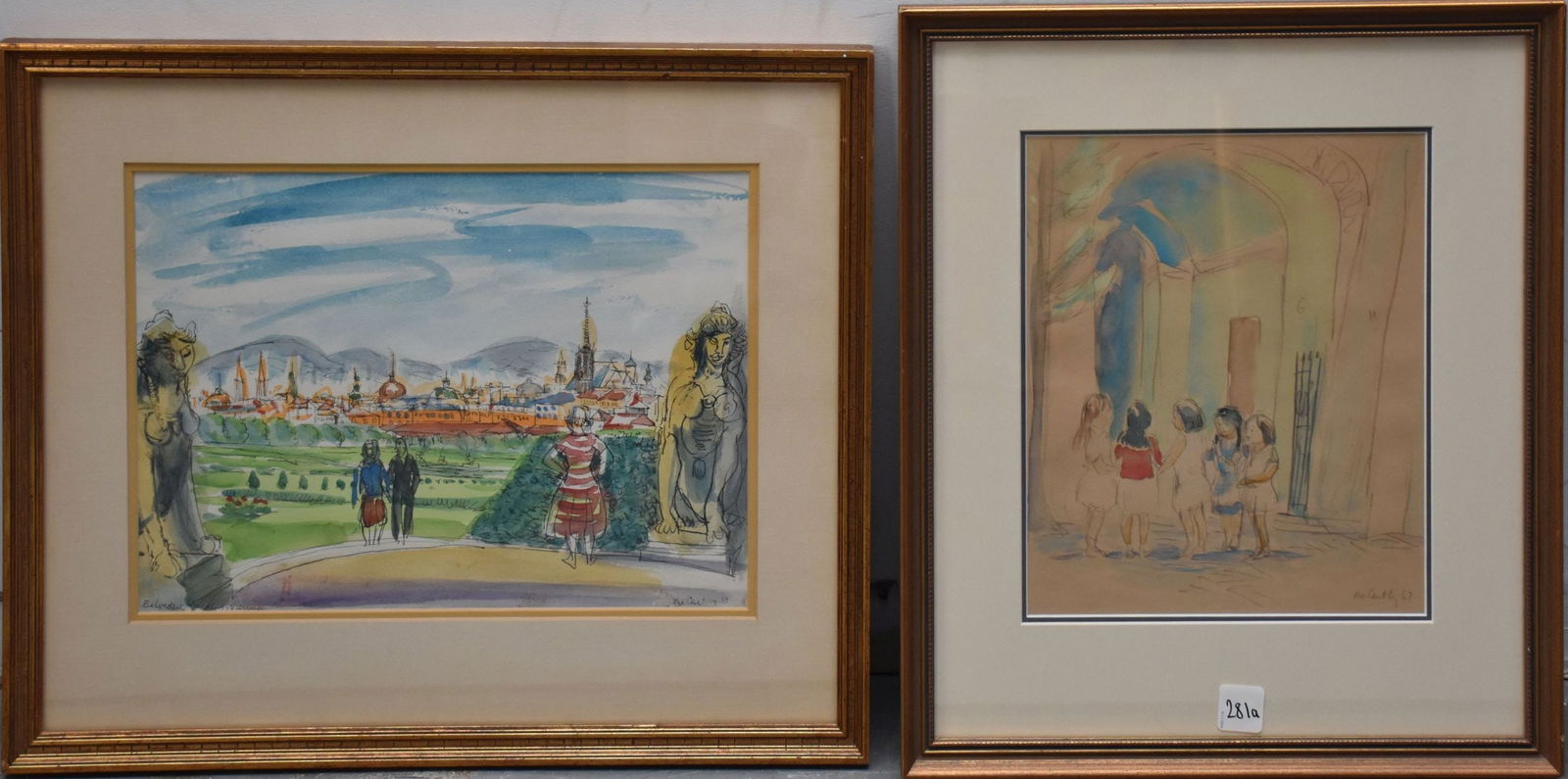 Francis McCarthy (American 1923-2005) two watercolors, gardens, dated '59, signed, 9 1/2" x 13 1/2" (1 of 8)