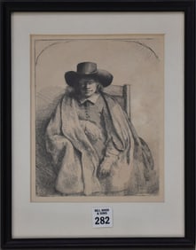 After REMBRANDT VAN RIJN, (Netherlands, 1609-1669), Etching and Drypoint on cream color paper,