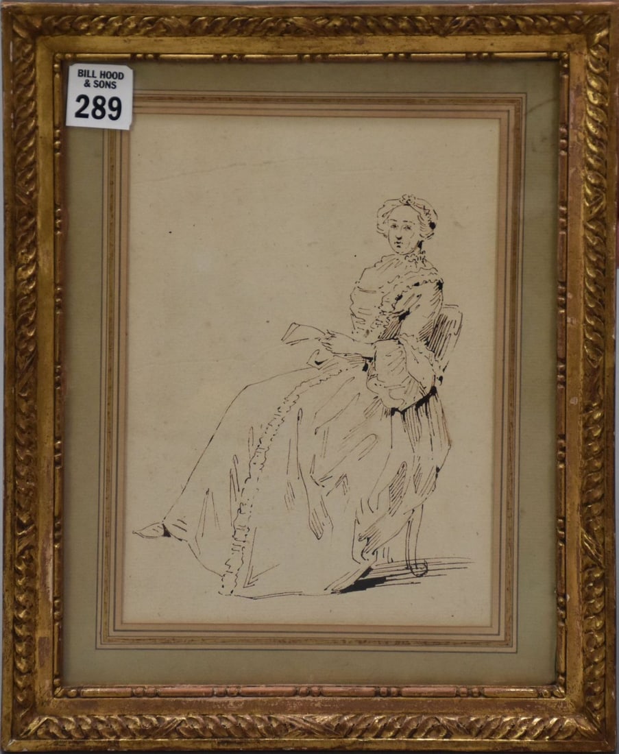 JEAN-MARC NATTIER, (France, 1685-1766), Pen and Ink on handmade antique laid paper, PORTRAIT OF A (1 of 8)