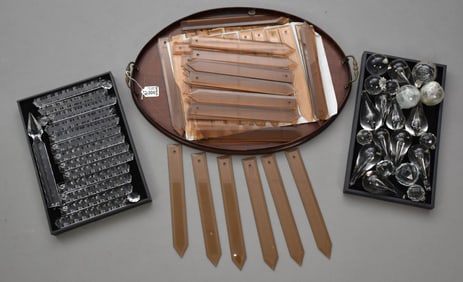 Collection of Prisms From Years of Working on Chandeliers, 14 Icicle Spears (7") 1 Spear (9 1/2"),