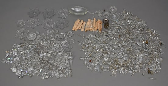 2 Bin Collection of Assorted Crystals and Prisms 40LBS. (some wired together)