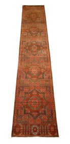 Rust Color India Runner Rug, 2.7 x 14ft
