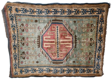 Oriental Rug / Carpet , stapled down and mounted on wood frame