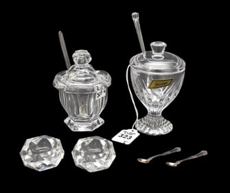 Group of Baccarat Crystal Condiment Jars and Salt Cellars - Grouping of Baccarat France crystal