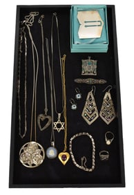 Sterling Silver Jewelry Lot. Tiffany book mark, Kent Rockwell pendant brooch. MMA Necklace, etc..