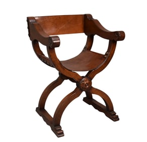Curule Style Chair with leather back seat
