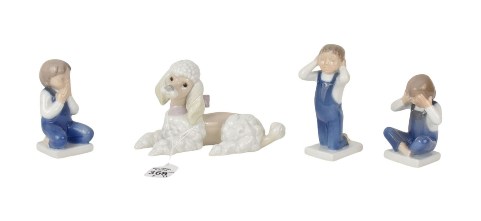 4 Pcs. Porcelain, 3 Royal Copenhagen Figures, See No Evil, Speak No Evil, Hear No Evil and Lladro (1 of 6)