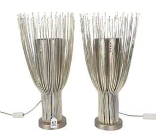 Pair Chrome Type Twig and Bead Form Lamps, 17"h (Westinghouse Label)