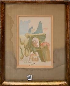 Salvador Dali- offset lithograph, hand signed, EA, Divine Comedy Inferno 22 "The Dishonest", approx.
