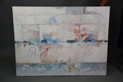 Modern Contemporary, oil on canvas, Abstract composition, signed illegibly lower right, 36" x 48"