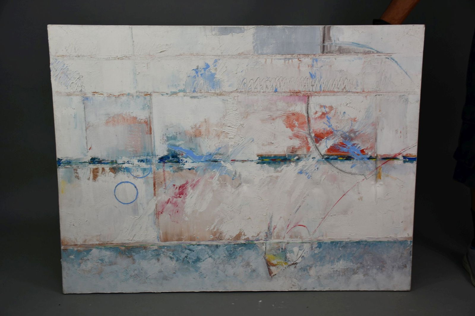 Modern Contemporary, oil on canvas, Abstract composition, signed illegibly lower right, 36" x 48" (1 of 4)