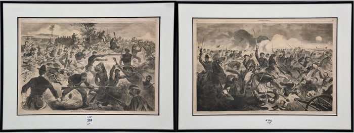 Winslow Homer for Harper's Weekly, two Civil War Engravings, Antique 19th Century, "The War for the