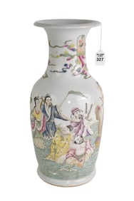 Chinese Famille Rose Eight Immortals Porcelain Vase - A baluster form vase with famille rose enamels