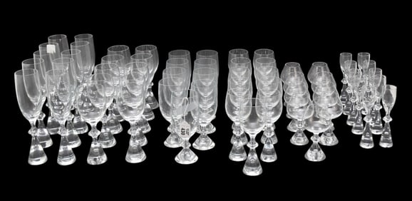 Lot of Holmgaard crystal assorted stemware. 6 sizes.