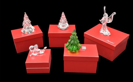 2 Baccarat crystal angels and 3 trees (original boxes)