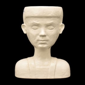 Unsigned Pottery Bust/Vase, 14 1/2"h x 12"w