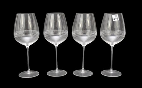 4 Oversized Vera Wang Wedgwood Wine Glasses, 11 3/4"h
