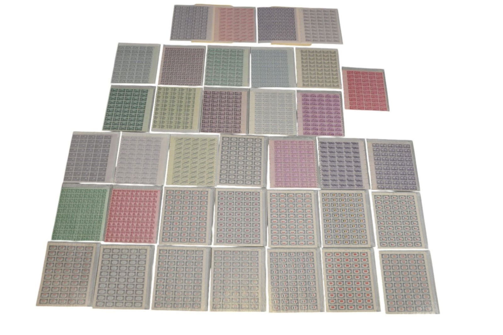 36 US Unused Full Sheet Stamps (1941 - 1945) # C25 - 1941 6c Rotary Press, # 903 - 1941 3c Vermont (1 of 14)