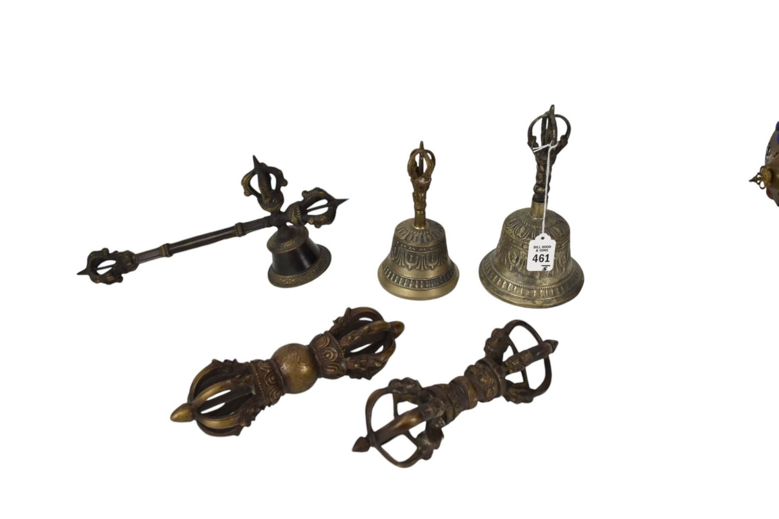 Five Tibetan Buddhist Ritual Bells and Vajra - A collection of five Tibetan Buddhist ritual objects. (1 of 5)