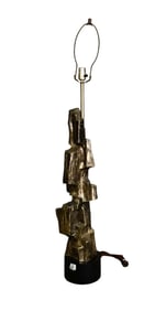 Gilt Metal Brutalist Style Lamp, 44"h