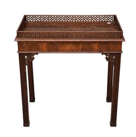 Chippendale Mahogany Side Table, Reticulated Gallery (worn surface), 30" h x 27" w x 16" d