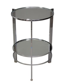 Chrome & Glass Round Occasional Table, 28"h x 20"d
