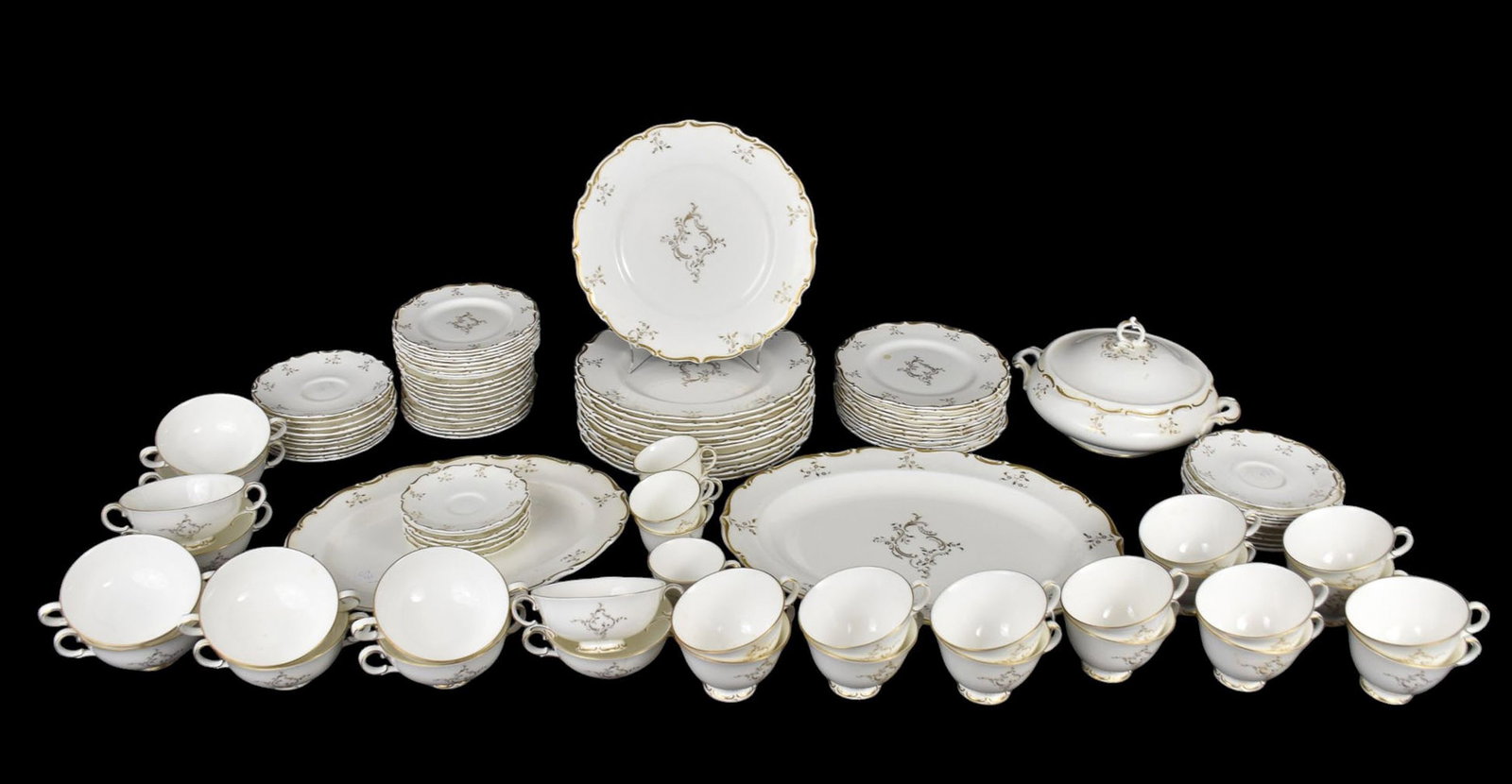 Royal Doulton Dinner Service, Monteigne, Gold Accents on Cream Ground: Royal Doulton Dinner Service, Monteigne, Gold Accents on Cream Ground