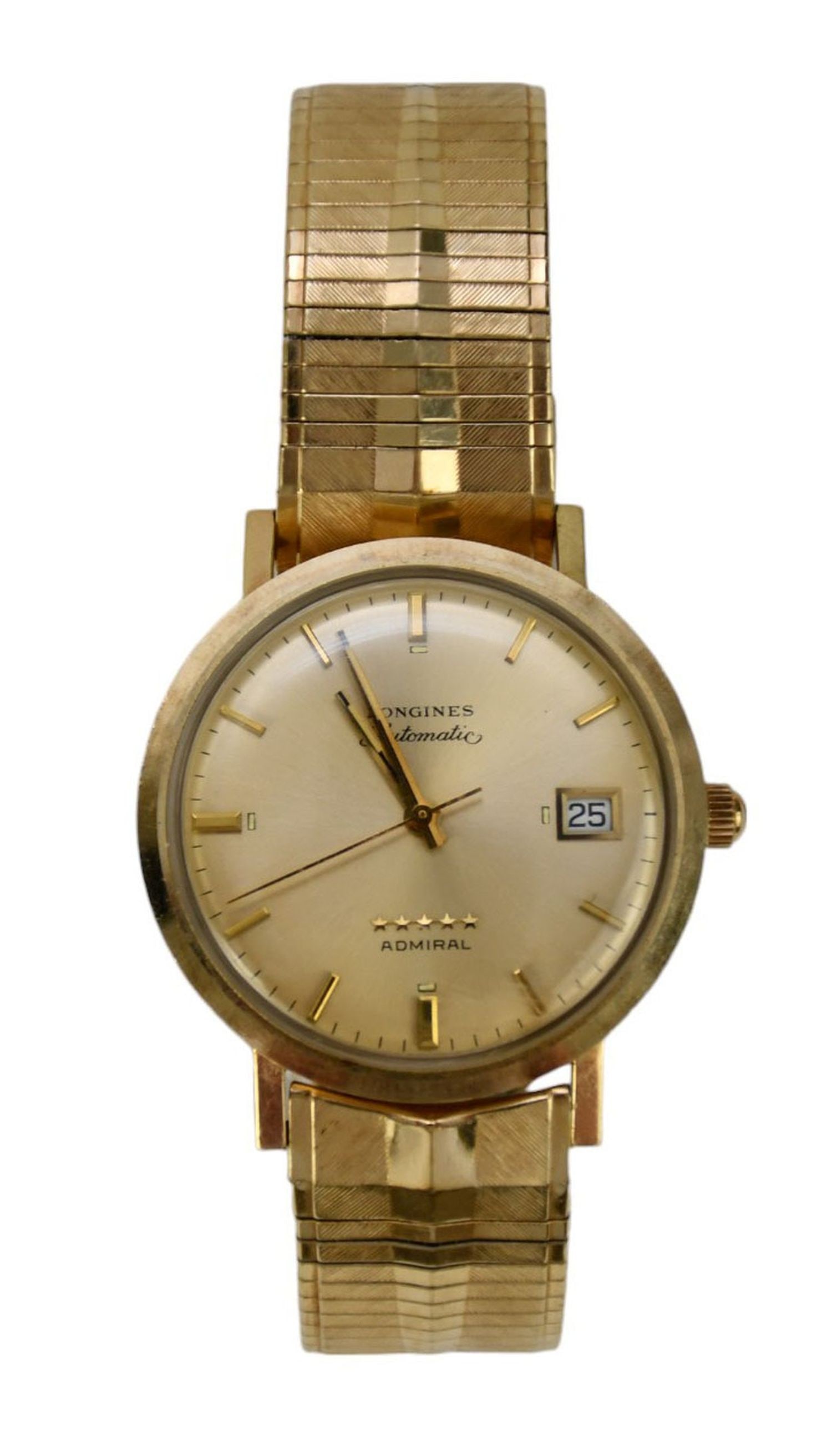 Longines Admiral 5 Stars Automatic Quick Set Date 10K Gold Filled Vintage Swiss Made 1969, working,: Longines Admiral 5 Stars Automatic Quick Set Date 10K Gold Filled Vintage Swiss Made 1969, working, Case diameter 35 x 41 mm
