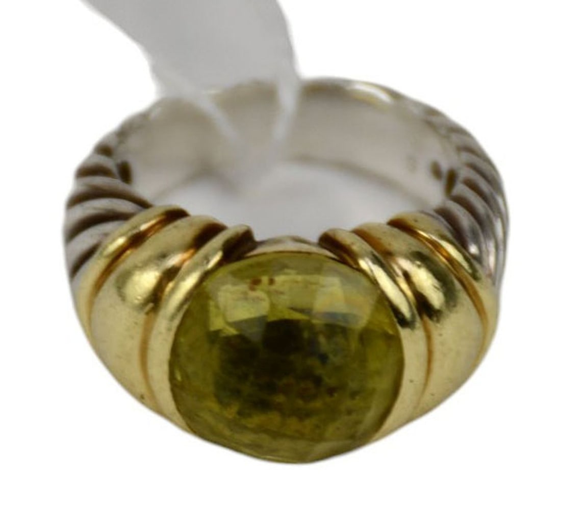 David Yurman Sterling Silver & 14K Gold Lemon Quartz Ring. Size 6.5 wt. 10.7 grams: David Yurman Sterling Silver & 14K Gold Lemon Quartz Ring. Size 6.5 wt. 10.7 grams
