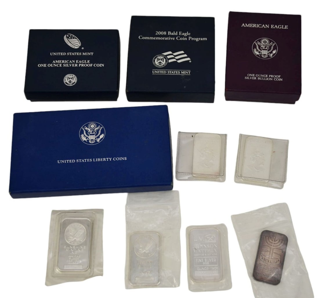 8 - Silver Rounds? Bars and 2 Silver Dollars.: 8 - Silver Rounds? Bars and 2 Silver Dollars.