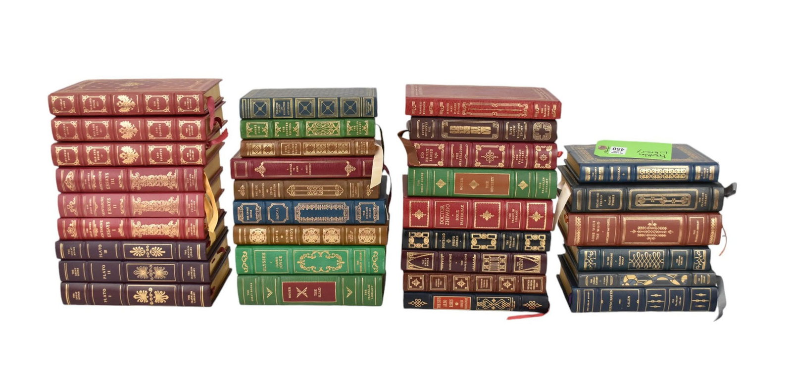 24 Leather Bound Books, many Franklin Library, 3 Sets, Plato, Montaigne and War & Peace: 24 Leather Bound Books, many Franklin Library, 3 Sets, Plato, Montaigne and War & Peace