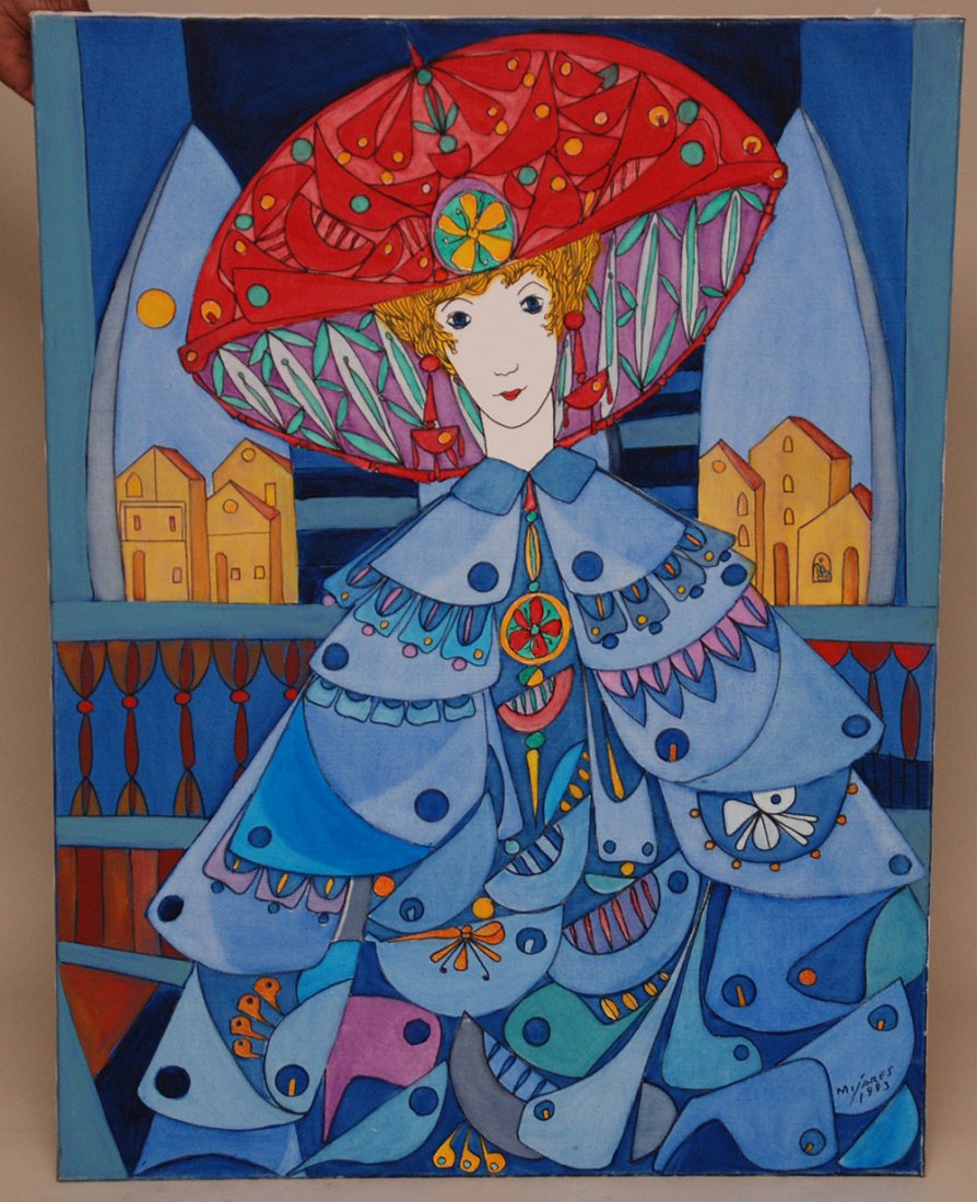 Jose Marie Mijares Fernandez (Cuba 1921 - 2004) oi: Jose Marie Mijares Fernandez (Cuba 1921 - 2004) oil on canvas, colorful girl of Havana, 40" x 30"