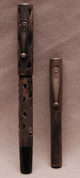2 Sterling overlay Vintage Waterman fountain Pens: 2 Sterling overlay Vintage Waterman fountain Pens