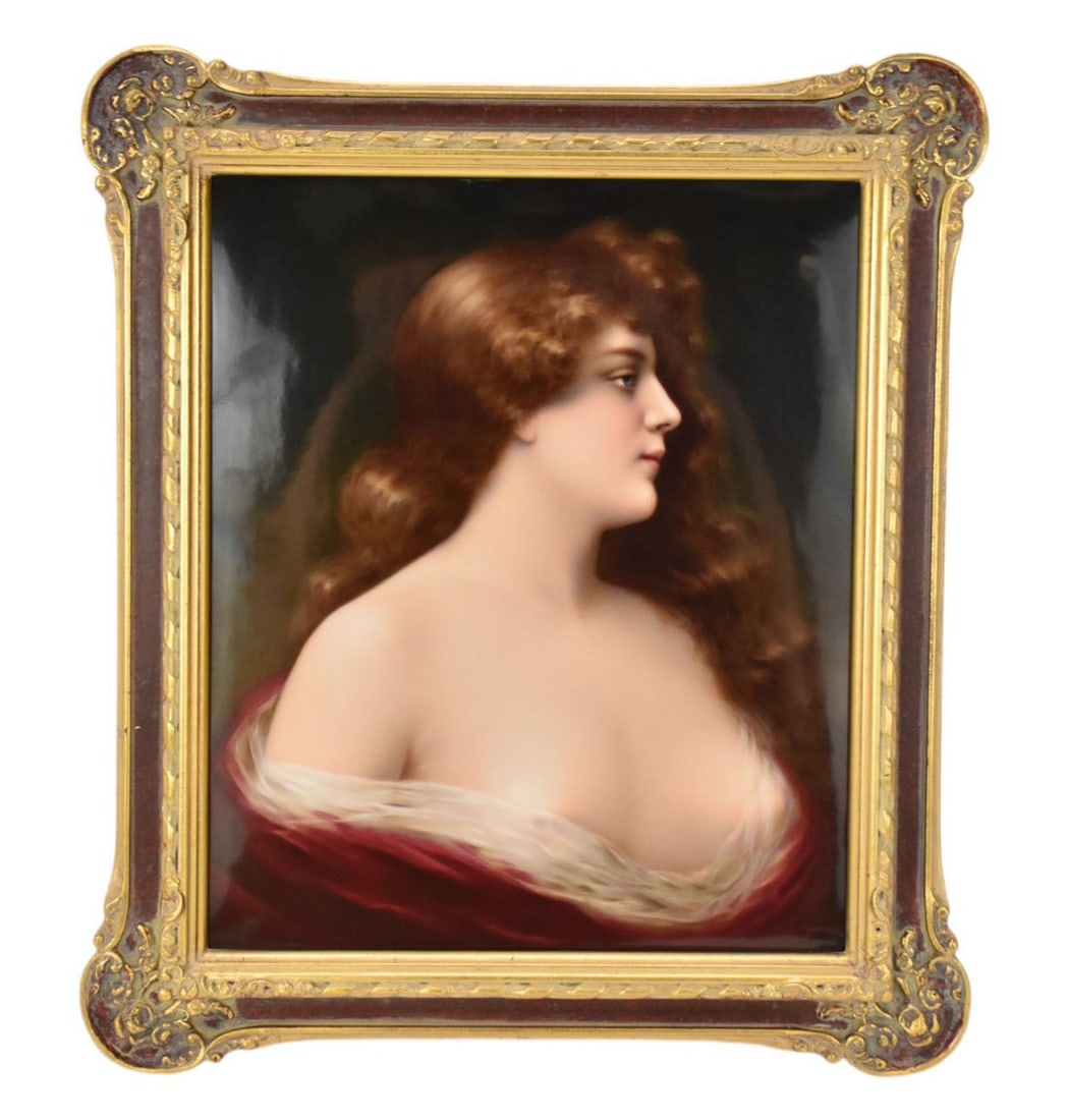 KPM Berlin Porcelain Plaque of Odalisque, Late 19th/20th century - Finely painted rectangular plaque (1 of 5)