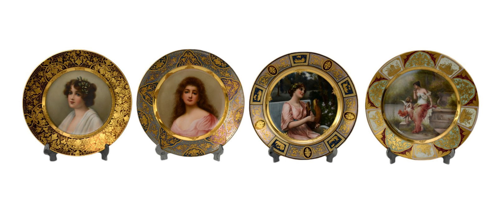 Four Vienna Porcelain Cabinet Plates, Late 19th/20th Century -  Each porcelain plate finely painted (1 of 13)