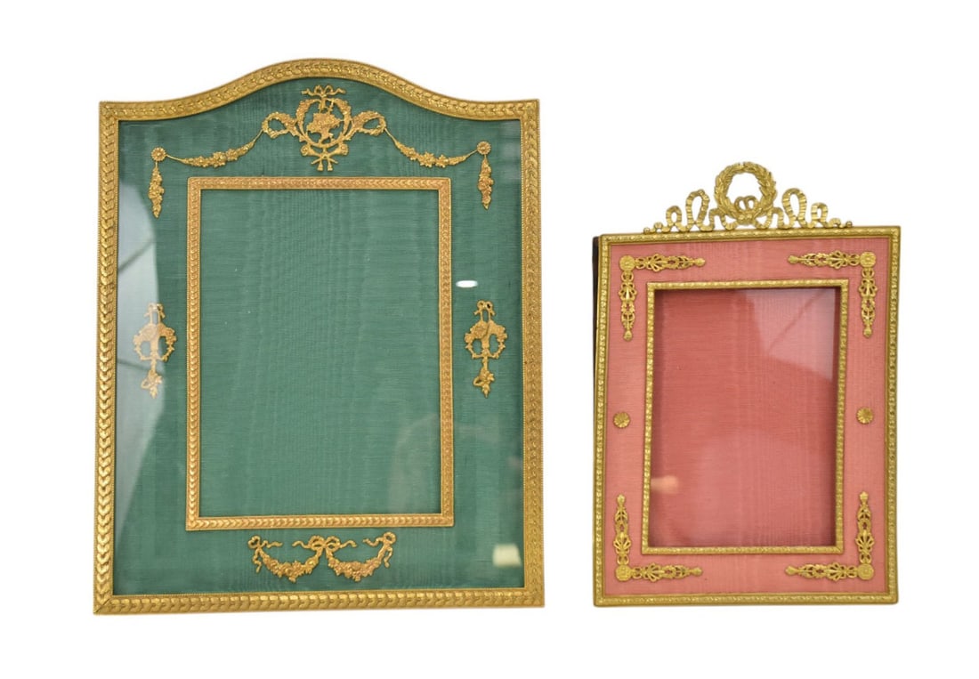 Two French Gilt Bronze Picture Frames - Two gilt mounted picture frames, garland & wreath Motif, (1 of 6)
