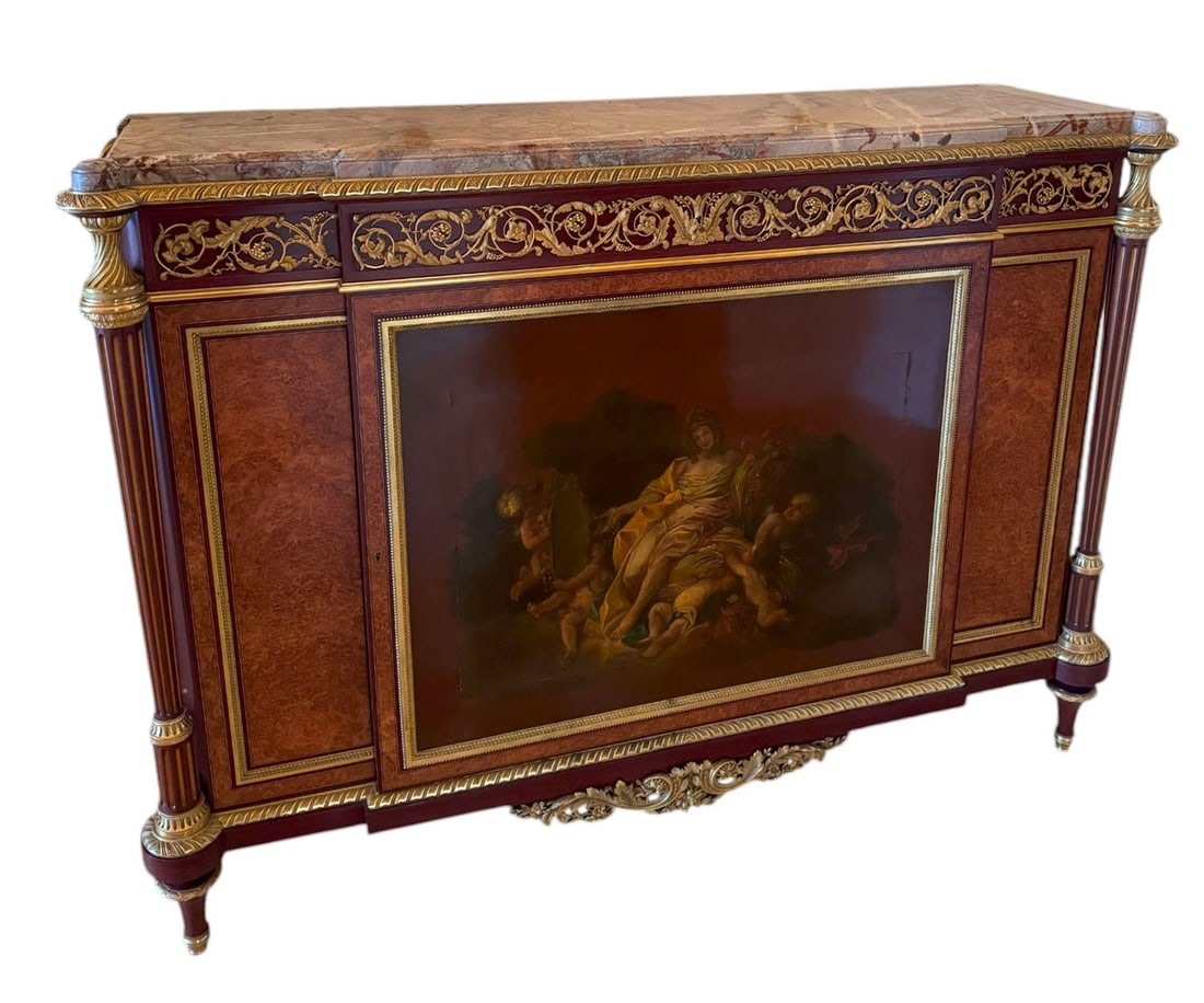 A French ormolu-mounted Vernis-Martin amboyna and amaranth side cabinet By Henry Dasson, Paris, (1 of 12)